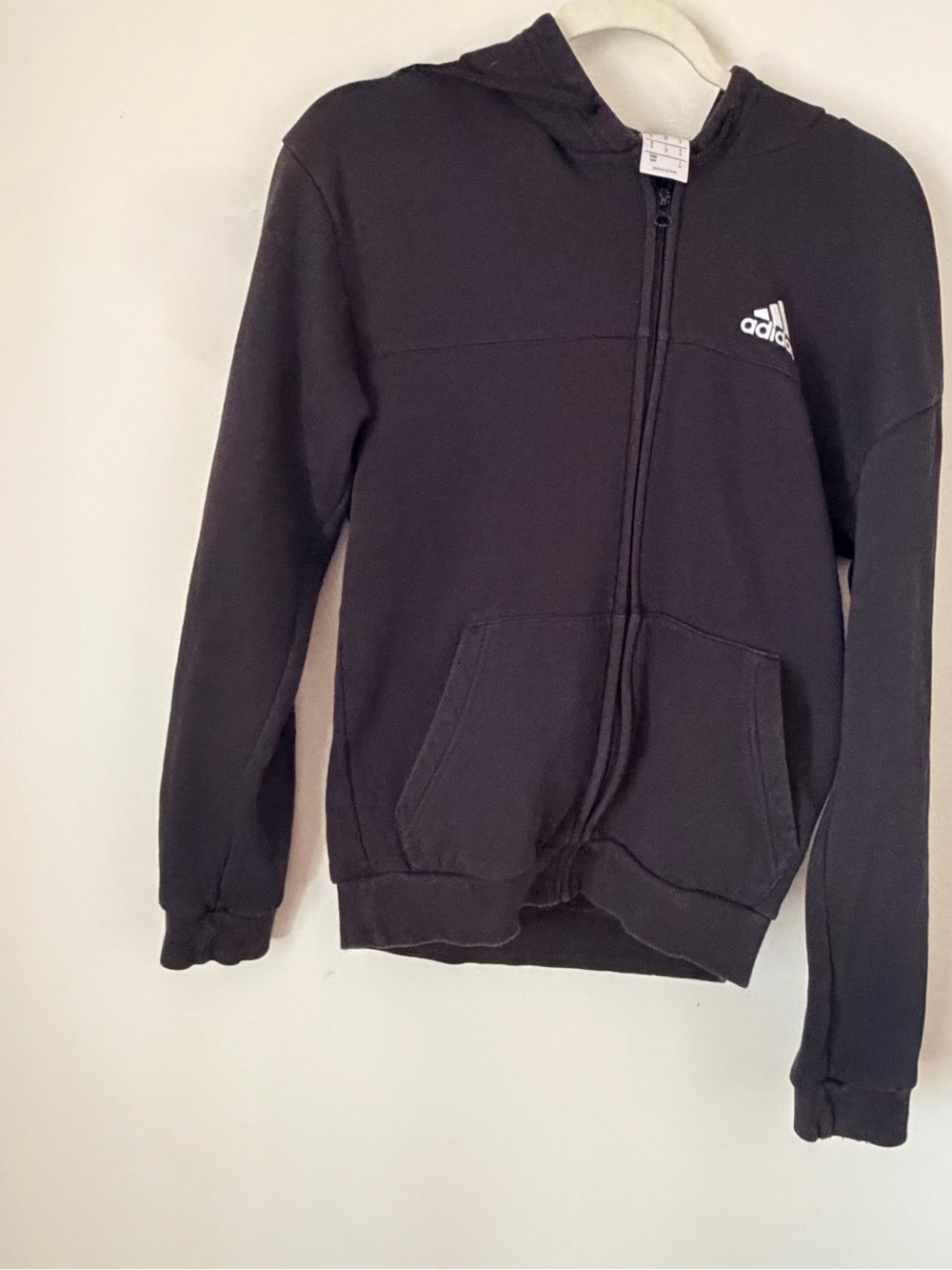 Sm adidas Black Zip Hoodie with White Logo